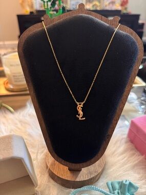 Gold YSL Monogram Pendant Necklace - Designer-Inspired
